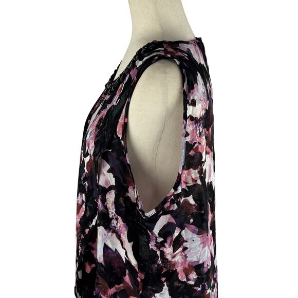 CABLE & GAUGE ABSTRACT EMBELLISHED SLEEVELESS BLOUSE IN PINK BLACK NWOT SIZE XL‎ - Picture 8 of 14